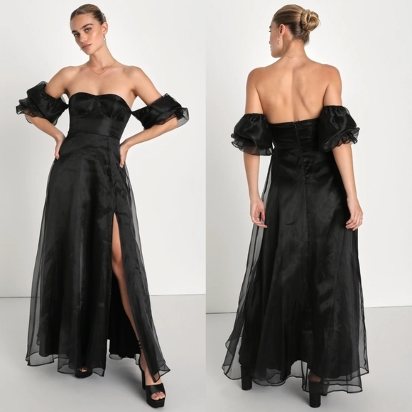 Lulus Dresses & Skirts - Lulus True Excellence Black Bustier Off-the-Shoulder Gown S Wedding Partt Formal